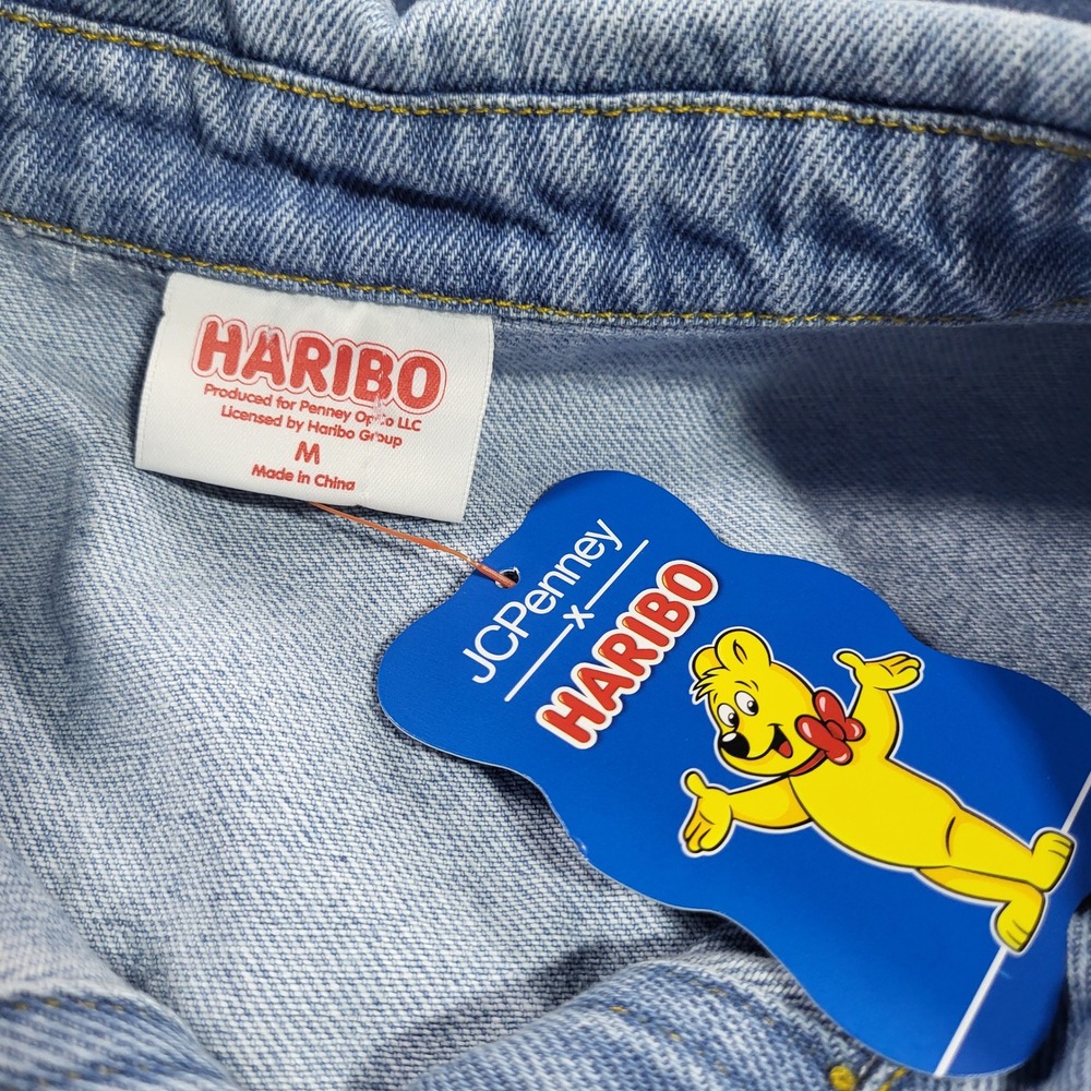 Haribo JCPenney Denim Shirt Embroidered Bear Graphic Long Sleeve Button Up Sz M - Picture 9 of 13